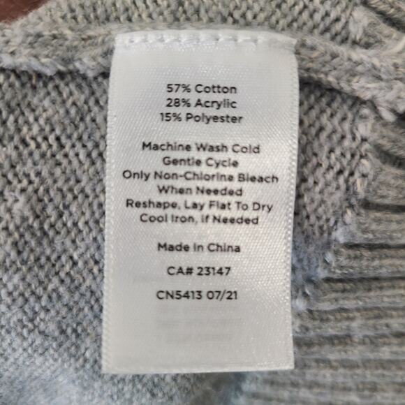 Talbots Snowflake Mock Neck Sweater 3X Gray White Cotton Blend Winter - Picture 6 of 8